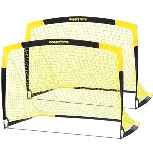Happy Jump Soccer Goal Pop Up Foldable Soccer Net for Backyard, 2 Set (5X3.6 FT, 2 Set)