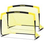 Happy Jump Soccer Goal Pop Up Foldable Soccer Net for Backyard, 2 Set (5X3.6 FT, 2 Set)