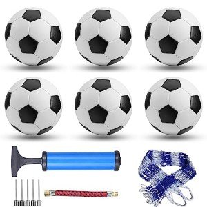 DHYLRICHER 6 Pack Official Size 5 Soccer Balls Sports Soccer Balls of Synthetic Leather,Includes Ball Pump and Net Bag, Competition Traditional Soccer Ballsfor Indoor Outdoor
