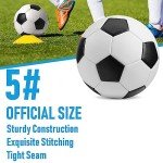 DHYLRICHER 6 Pack Official Size 5 Soccer Balls Sports Soccer Balls of Synthetic Leather,Includes Ball Pump and Net Bag, Competition Traditional Soccer Ballsfor Indoor Outdoor