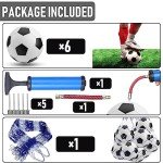 DHYLRICHER 6 Pack Official Size 5 Soccer Balls Sports Soccer Balls of Synthetic Leather,Includes Ball Pump and Net Bag, Competition Traditional Soccer Ballsfor Indoor Outdoor
