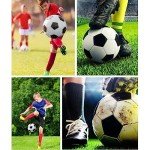 DHYLRICHER 6 Pack Official Size 5 Soccer Balls Sports Soccer Balls of Synthetic Leather,Includes Ball Pump and Net Bag, Competition Traditional Soccer Ballsfor Indoor Outdoor