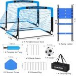 Kids Soccer Goals for Backyard Set - 2 Set of 5X3.6 ft Soccer Nets for Kids Age 3-14,Portable Pop Up Soccer Training Equipment Kit with 20 ft Agility Ladder, Soccer Ball for Toddler Youth Outdoor
