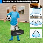 Kids Soccer Goals for Backyard Set - 2 Set of 5X3.6 ft Soccer Nets for Kids Age 3-14,Portable Pop Up Soccer Training Equipment Kit with 20 ft Agility Ladder, Soccer Ball for Toddler Youth Outdoor