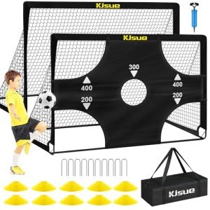 Kids Soccer Goals for Backyard Set, 2 of 6x4 ft Portable Pop Up Soccer Goal Training Equipment, Soccer Net with Target, Soccer Ball, Cones, Soccer Set for Kids Youth Toddler Sports Outdoor Games