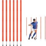TOBWOLF 6PCS 6FT Adjustable Soccer Agility Training Poles, Slalom Training Agility Pole Set, Detachable Sports Training Speed Sticks, Outdoor Speed & Agility Turf Training Poles for Soccer Drills
