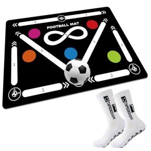 Soccer Training Mat, Agility Football Footwork Training Equipment Mat for All Ages to Improve Speed, Strength and Coordination, Video and Dynamic Manuals Included, Anti-Slip/Silent Soccer Mat