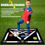 Soccer Training Mat, Agility Football Footwork Training Equipment Mat for All Ages to Improve Speed, Strength and Coordination, Video and Dynamic Manuals Included, Anti-Slip/Silent Soccer Mat