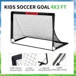 Kids Soccer Goals for Backyard Set of 2, 4x3 ft Portable Pop Up Soccer Goals Toddle Soccer Goals Soccer Training Equipment with 1 Adjustable Agility Ladder, 1 Soccer Ball, 8 Soccer Cones