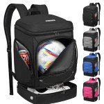 Ciihars Soccer Backpack,Soccer Bag with Ball Holder, Includes Separate Cleat Shoe and Ball Compartment Sport Equipment Bags Fit Basketball Volleyball Football (black)