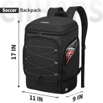Ciihars Soccer Backpack,Soccer Bag with Ball Holder, Includes Separate Cleat Shoe and Ball Compartment Sport Equipment Bags Fit Basketball Volleyball Football (black)
