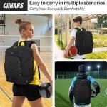 Ciihars Soccer Backpack,Soccer Bag with Ball Holder, Includes Separate Cleat Shoe and Ball Compartment Sport Equipment Bags Fit Basketball Volleyball Football (black)