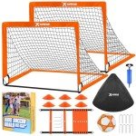Kids Soccer Goals for Backyard Set of 2, 4x3 ft Portable Pop Up Soccer Goal Training Equipment with Soccer Ball, Ladder and Cones, Soccer Nets for Backyard for Kids Youth Toddler Outdoor Sports Game