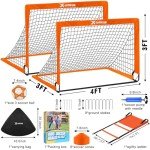 Kids Soccer Goals for Backyard Set of 2, 4x3 ft Portable Pop Up Soccer Goal Training Equipment with Soccer Ball, Ladder and Cones, Soccer Nets for Backyard for Kids Youth Toddler Outdoor Sports Game