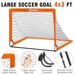 Kids Soccer Goals for Backyard Set of 2, 4x3 ft Portable Pop Up Soccer Goal Training Equipment with Soccer Ball, Ladder and Cones, Soccer Nets for Backyard for Kids Youth Toddler Outdoor Sports Game