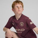 Manchester City FC Kids 2024/25 Third Soccer Jersey - Burgundy - Size: S