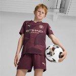 Manchester City FC Kids 2024/25 Third Soccer Jersey - Burgundy - Size: S