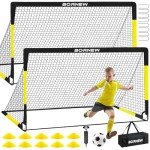 Kids Soccer Goal for Backyard Set - 2 Set of 6X4 ft Toddler Soccer Nets Training Equipment, Soccer Ball, Pop Up Portable Soccer Set for Kids and Youth Games and Training Goals Ages 3-16 Gift