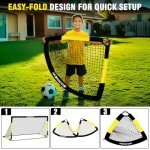 Kids Soccer Goal for Backyard Set - 2 Set of 6X4 ft Toddler Soccer Nets Training Equipment, Soccer Ball, Pop Up Portable Soccer Set for Kids and Youth Games and Training Goals Ages 3-16 Gift