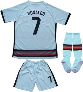 FPF #7 Ronaldo Kids Football Soccer Jersey/Shorts/Socks Kit Youth Sizes (Ronaldo Green, 26 (8-9 Years))