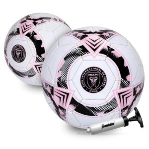 Franklin Sport MLS Miami FC Soccer Ball - Official Size 5 Soccer Ball - Regulation Size + Weight for Kids + Adults - Boys + Girls - Air Pump Included