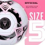 Franklin Sport MLS Miami FC Soccer Ball - Official Size 5 Soccer Ball - Regulation Size + Weight for Kids + Adults - Boys + Girls - Air Pump Included