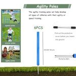 Agility Ladder Training Poles Equipment, Soccer Training Equipment-20ft Speed Ladder, 6 Agility Poles, 8 Soccer Cones for Training Football Basketball Rugby Training Equipment for Kids Youth Adults