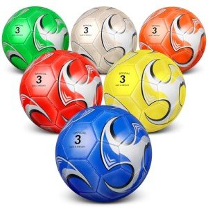 Deekin 6 Pcs Soccer Ball with Pump Official Outside Sport Soccer Machine Stitched Ball for Training Practice Gift for Child Adult(Size 3)