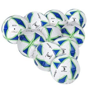 Aoneky Kids Soccer Ball - Eco-Friendly 2.5mm PVC Leather, Durable Machine-Stitched Design, Ball Pump Included (Size 3-10 Deflated Balls with Pump)