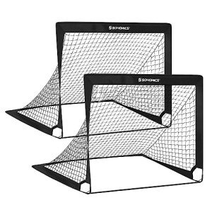 SONGMICS Kids Soccer Goals for Backyard, 4x3 ft Portable Soccer Nets Training Equipment, Toddler Soccer Goal with Carrying Bag, for Field, Black USZQ122B02