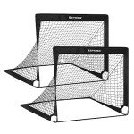 SONGMICS Kids Soccer Goals for Backyard, 4x3 ft Portable Soccer Nets Training Equipment, Toddler Soccer Goal with Carrying Bag, for Field, Black USZQ122B02
