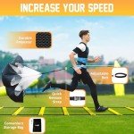 Yes4All Speed Training Equipment Set: 15ft Agility Ladder, Resistance Parachute, 5 Agility Hurdles, 12 Disc Cones with Carry Bag/Strap