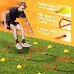 Yes4All Speed Training Equipment Set: 15ft Agility Ladder, Resistance Parachute, 5 Agility Hurdles, 12 Disc Cones with Carry Bag/Strap