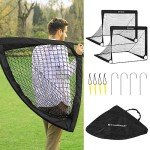 SONGMICS Kids Soccer Goals for Backyard, 4x3 ft Portable Soccer Nets Training Equipment, Toddler Soccer Goal with Carrying Bag, for Field, Black USZQ122B02