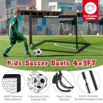 Kids Soccer Goals, 2 Pack 4x3 ft Soccer Nets for Kids Age 3-5 6-8 8-12 10-12-14, Backyard Training Equipment Set with Soccer Target, Ball, Cones for Soccer Practice,Outdoor Game, Ideal Soccer Gifts