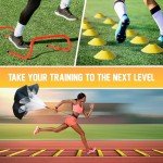Yes4All Speed Training Equipment Set: 15ft Agility Ladder, Resistance Parachute, 5 Agility Hurdles, 12 Disc Cones with Carry Bag/Strap