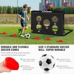 Kids Soccer Goals, 2 Pack 4x3 ft Soccer Nets for Kids Age 3-5 6-8 8-12 10-12-14, Backyard Training Equipment Set with Soccer Target, Ball, Cones for Soccer Practice,Outdoor Game, Ideal Soccer Gifts