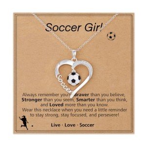 Lydow Soccer Necklace Gifts for Teen Girls, Stuff Accessories Jewelry Players Team Sport Ornament Coach Birthday Christmas Decor Gear Things Women Mom 8-12 12-14 Her