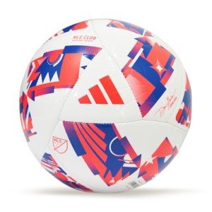 adidas MLS Club Soccer Ball, White/Solar Red/Glory Blue, 4