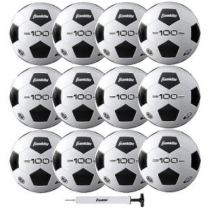 Franklin Sports- Size 5 F-100 - Adult - 12 Pack Bulk Soccer Balls with Pump