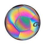 Glow Reflective Size5 Soft Leather Soccer Ball-Light Up in Camera Flash,for Adults(Neon-2, Size 5)