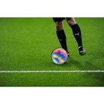 Glow Reflective Size5 Soft Leather Soccer Ball-Light Up in Camera Flash,for Adults(Neon-2, Size 5)