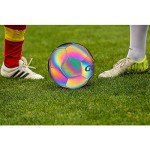 Glow Reflective Size5 Soft Leather Soccer Ball-Light Up in Camera Flash,for Adults(Neon-2, Size 5)