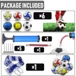 DHYLRICHER 6 Pcs Classic Soccer Balls Size 5 with Ball Pump and Net Bag, Training and Practice Soccer Balls for Kids and Adults, Competition Soccer Balls for Indoor and Outdoor