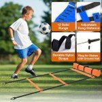Soccer Training Equipment Agility Training Poles Equipment Includes 6 Flexible Agility Poles, 1*Speed Agility Ladder, 10*Soccer Cones for Speed Training, Soccer Training, Basketball Athletes (Blue)