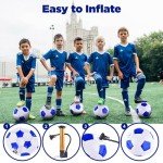 ELKCIP 6 Pack Classic deflated Soccer Balls Size 3/4/5 with Pump and Mesh Bag for Indoor Outdoor Lawn Game Training Practice Bulk Sport Gift for Teens Adults, Blue, Size 4