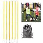 6 Pcs 5FT Adjustable Agility Training Poles for Soccer,Basketball,Football,Dog,Horse Training-Speed and Agility Training Equipment Sports Training Sticks with Stainless Steel Ground Nails (Yellow)