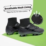 DREAM PAIRS Boys Girls Soccer Cleats Youth Firm Groud Outdoor Sport Athletic High Top Football Shoes for Little/Big Kid,Size 2 Little Kid,All/Black,HZ19002K