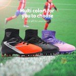 DREAM PAIRS Boys Girls Soccer Cleats Youth Firm Groud Outdoor Sport Athletic High Top Football Shoes for Little/Big Kid,Size 2 Little Kid,All/Black,HZ19002K