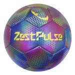 ZestPulse Holographic Reflective Soccer Ball Size 4 & 5 for Kids & Adults, High Visibility for Night Games, Training | Ideal Gift for Boys Girls 8-12 (Dark)